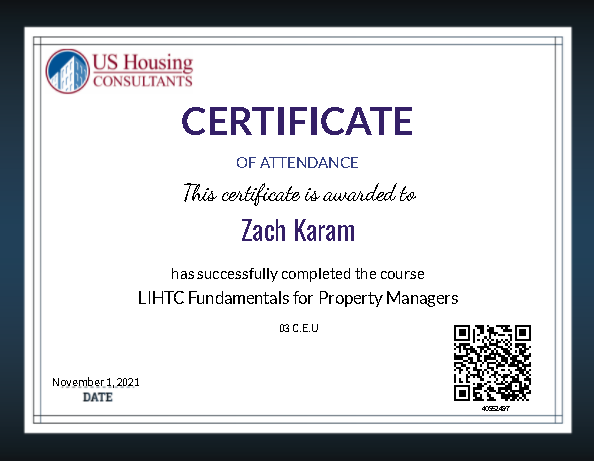 Certificate Zach